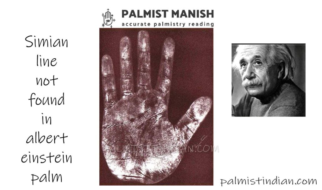 No Simian Line found on Albert Einstein hands